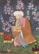 Ali of Golconda Poet in a garden oil painting